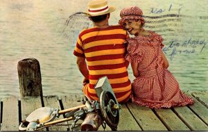 New Jersey Cape May Couple Sitting On Dock 1972