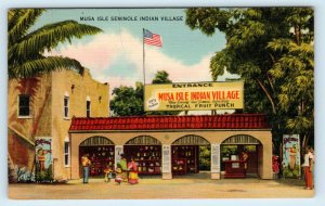 MIAMI, FL Florida  MUSA ISLE TRADING POST c1940s Roadside Linen  Postcard