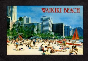 HI Sailboat Hotels Waikiki Beach Honolulu Hawaii Postcard Hawaiian