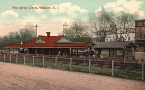 Vintage Postcard Road Way Beside West Jersey Depot Vineland New Jersey NJ