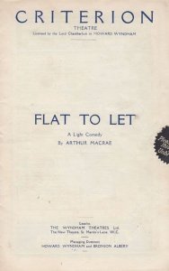 Flat To Let Lilian Braithwaite Ann Todd Comedy Criterion London Theatre Progr...