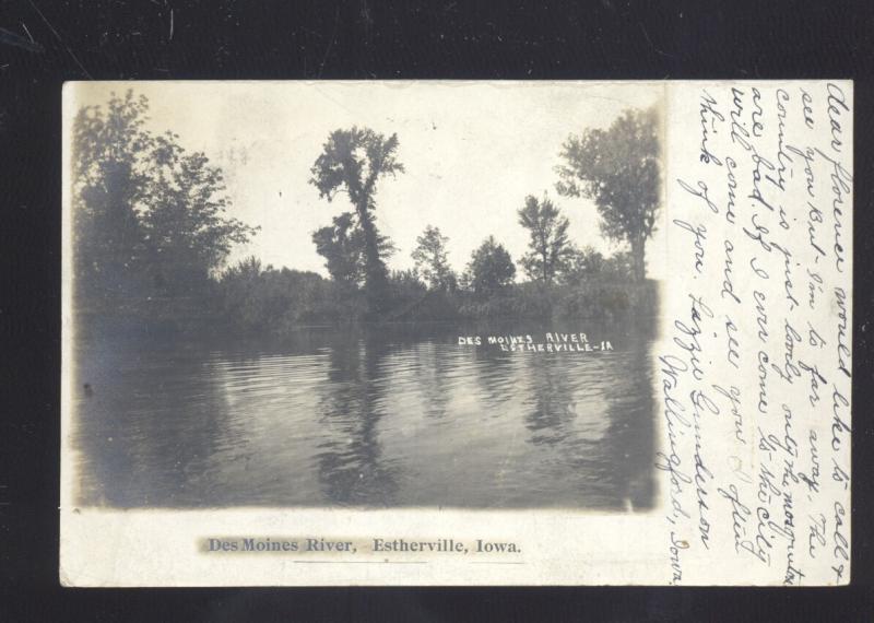 ESTHERVILLE IOWA DES MOINES RIVER ANTIQUE VINTAGE POSTCARD 1906