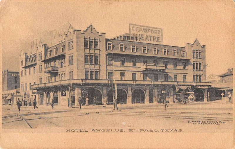 El Paso Texas Hotel Angelus Vintage Postcard AA36026