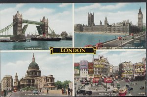 London Postcard - Views of London - Tower Bridge, Westminster Bridge   BE493