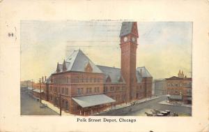 Chicago Illinois 1909 Postcard Polk Street Depot Train Station