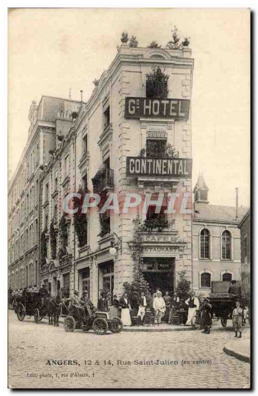 Old Postcard Angers Street sT Julien Grand Hotel Continental Restaurant
