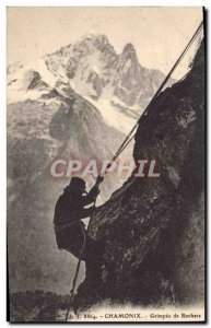 Old Postcard Chamonix Mountaineering climbing rocks