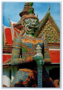 1972 Giant at Aroon Temple Thailand Vintage Posted Air Mail Stamp Postcard