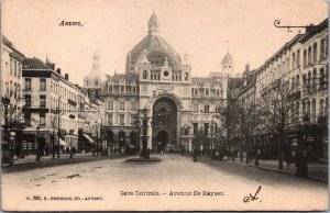 Belgium Gare Central Avenue De Keyser Antwerp Vintage Postcard 04.35