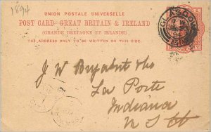 Entier Postal Stationery Postal Great Britain Great Britain 1894 Glasgow to L...