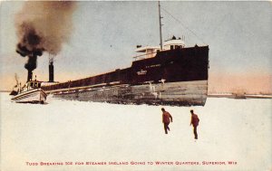 J14/ Ship Postcard c1910 Steamer Ireland Tugs Superior Wisconsin 233