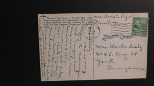 1950 USA Postcard Cover Kingsville TN to York PA AkSarBen Field Omaha NE Aerial