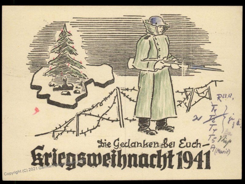 3rd Reich Germany1941 Field Railway Office 5 Weihnacht Christmas Card FEL 100569