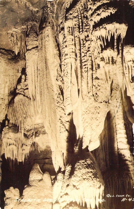 RPPC,Stalectite Drapery, Fairy Cave(Talking Rocks Cave),Branson MO,Old Post Card