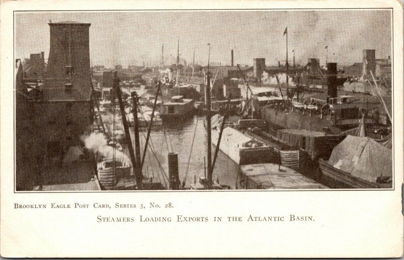 Postcard Steamers Loading Exports in the Atlantic Basin~3799