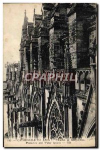 Old Postcard Laon Cathedral Pinnacles and Gargoyles