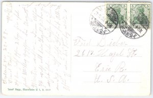 Vintage Karlsruhe Kaiser Wilhelmsplatz Postcard with Tram & Statue