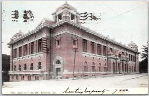 1908 Auditorium Saint Joseph Missouri Street View & Historical Posted Postcard