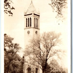 c1930s Ames IA RPPC Iowa State College Campanile Old Brick Clock Bell Tower A106