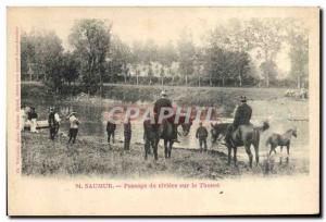 Old Postcard Horse Riding Equestrian Saumur river crossing on the Thouet