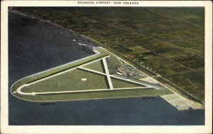 New Orleans Louisiana LA Shushan Airport Field Air View Vintage Postcard