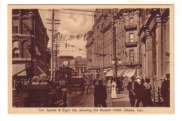 Sparks Street and Elgin Street, Russell Hotel, Nice Car, Ottawa, Ontario, Sep...