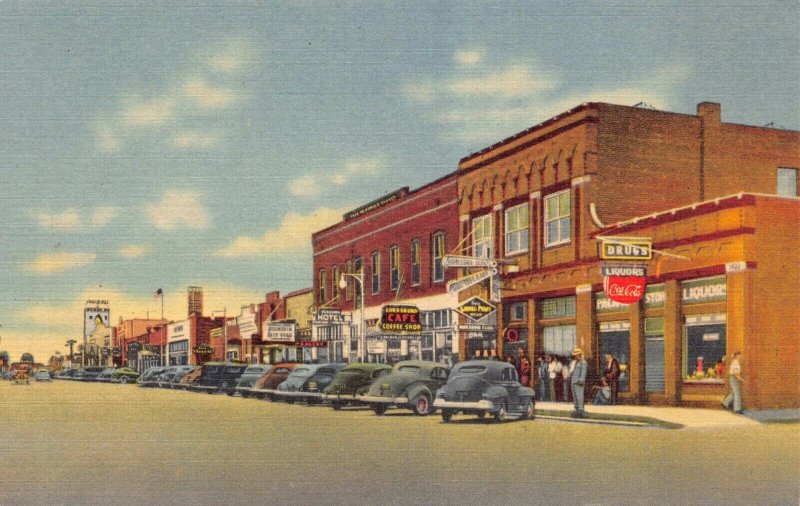 Linen Postcard Railroad Avenue, Looking East in Lordsburg, New Mexico~130776