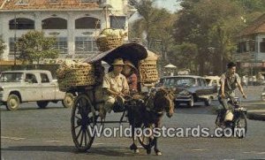 Horse drawn carriage Vietnam, Viet Nam Stamp on back 