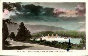 View Marine Dr Stanley Park Vancouver Canada WB Postcard VTG UNP Unused Vintage 