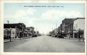 Rice Lake WI Main St. South Linen Postcard