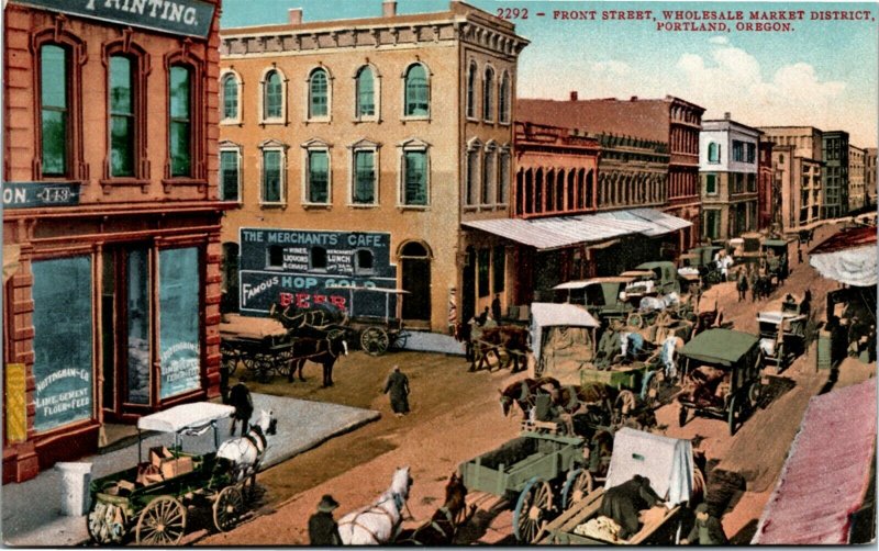 Postcard OR Portland Front Street Wholesale Market District Street ~1910 S64