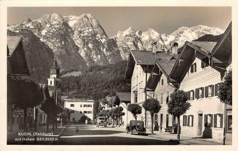 Postal Foto Real Kuchl (Salzburgo) mit hoher Göll Austria 1954 2 Sellos Postal Antigua 