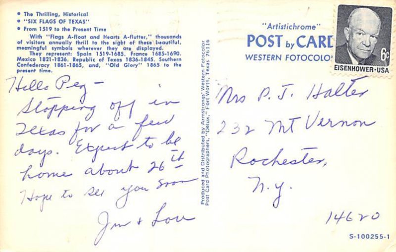 Six Historical Flags Of Texas Postcard