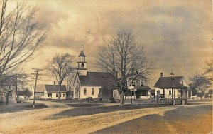 East Hampton Center NH 'Fork in Road' Church Real Photo Postcard