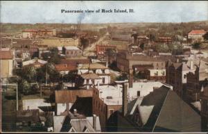 Rock Island IL General View c1910 Postcard