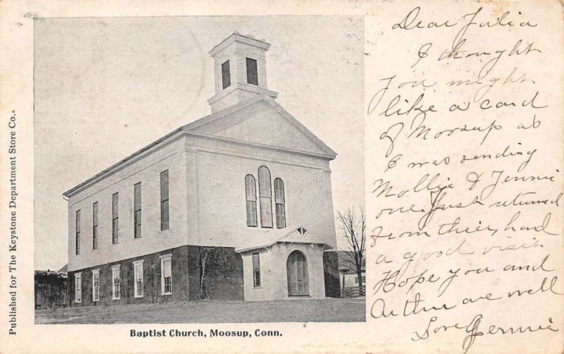 Moosup Connecticut Baptist Church, Exterior B/W Photo Print Vintage PC U5179