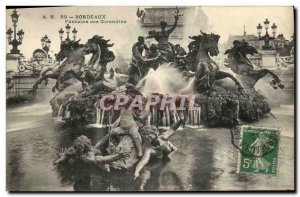 Old Postcard Bordeaux Girondins Fountain
