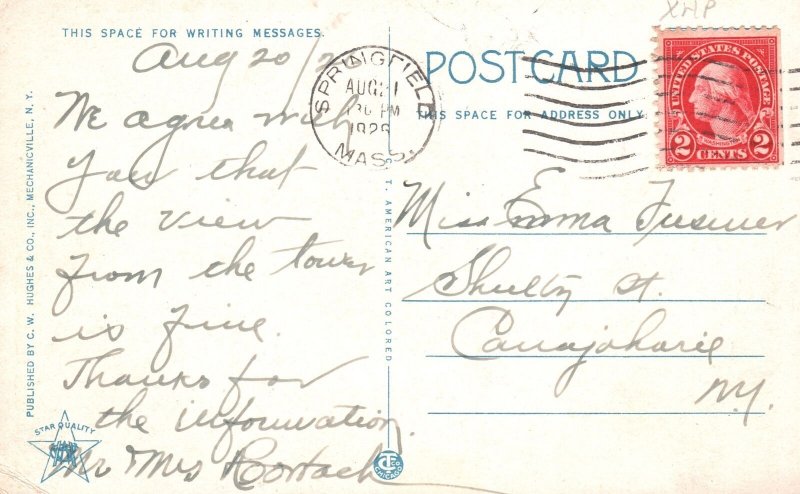 Observation Tower Summit Jacob's Ladder Trail Russell Massachusett Postcard 1926