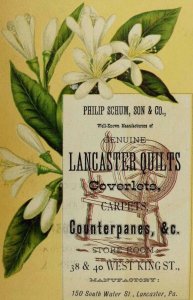 Philip Schum Son & Co Lancaster Quilts Coverlets Carpets White Flowers &X