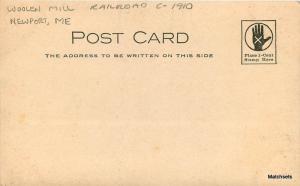 Circa 1910 NEWPORT, MAINE Woolen Mill Railroad RPPC postcard 4363