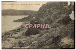Old Postcard The Hermit Rotheneuf sculpting the Rocks