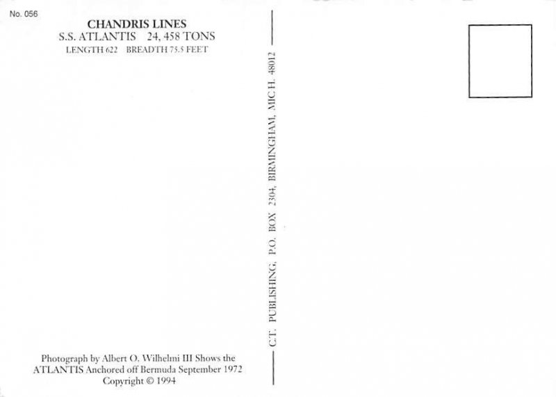 SS Atlantis Chandris Line Ship Unused 