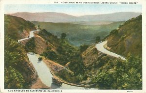 Liebre Gulch, Ridge Route, Los Angeles to Bakersfield1933 Postcard to E Ellison