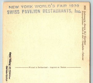 1939 New York World's Fair  Swiss Pavilion  Restaurants   Postcard