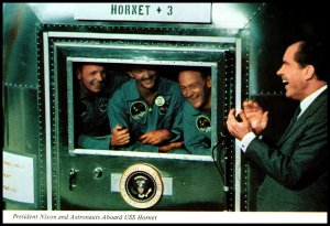 President Nixon and Astronauts Aboard USS Hornet