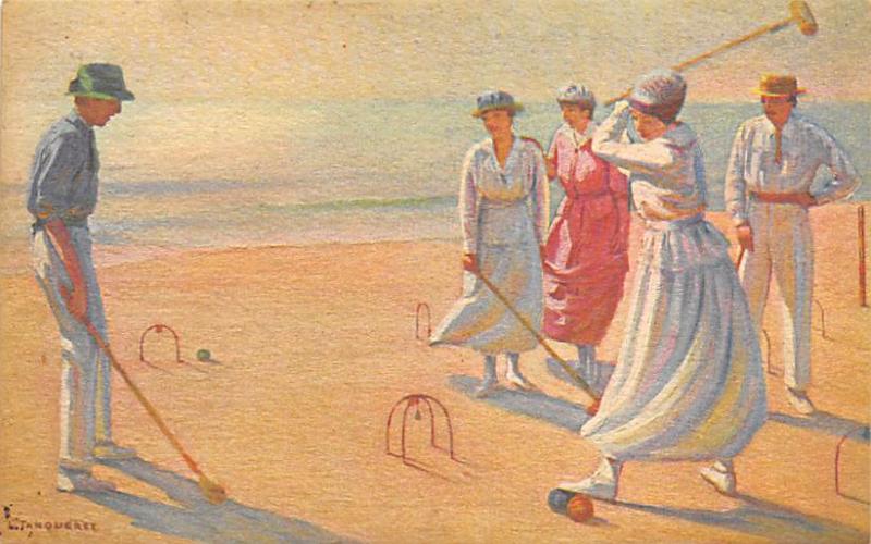 Artist L. Tanquerey Croquet Postcard Le Jeu De Croquet By L Tanquerey Unused