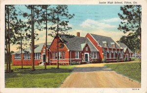 J61/ Tiftion Georgia Postcard c1940s Junior High School Building 175