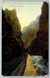 D & R. G.  Railway  Royal Gorge  Arkansas  Colorado   Postcard  1910