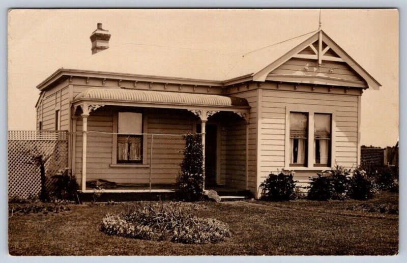 Small House And Garden, Vintage 1920s Australian Real Photo RPPC Postcard