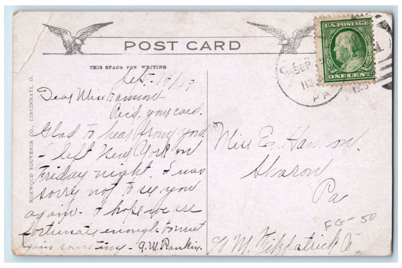 1909 Carnegie Library Oil City Pennsylvania PA Antique Posted Postcard